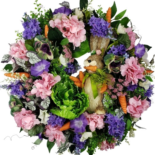 Bunny Rabbit with Lettuce Grapevine Wreath