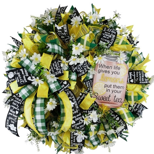 Sweet Tea Lemonade Deco Mesh Wreath